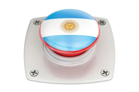 Argentina flag push button, 3D rendering Stock Illustration