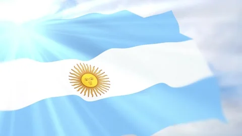 Argentina Flag Seamless Loop 4k 60fps on Sky Background Stock Footage 340622690