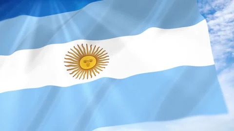 Argentina Flag Seamless Loop 4k 60fps on Sky Background Stock Footage 341680803