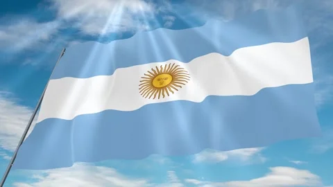 Argentina Flag Seamless Loop 4k 60fps on Sky Background Stock Footage 341754414