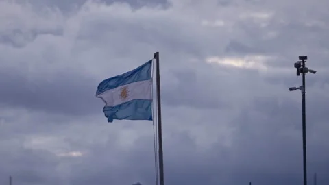 Argentina Flag with Security Cameras Video stock 331427166