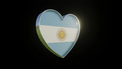 Argentina Flag in the Shape of 3D Heart. Video stock 133407625