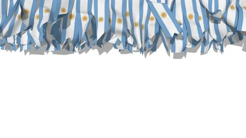 Argentina Flag Strip Waving in The Wind, 3D Rendering Stock Footage 232500314