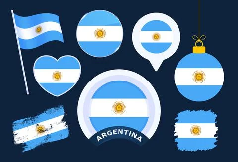 Argentina flag vector collection. big set of national flag design elements in Stock Illustration