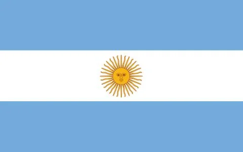 Argentina flag vector graphic. Rectangle Argentinian flag illustration. Argen Stock Illustration