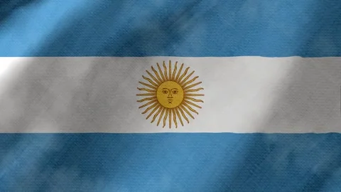 Argentina flag waving background with real fabric texture Stockbeeldmateriaal 291600328