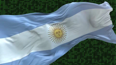 Argentina flag - Waving flag on matrix binary code background Stock Footage 321420824