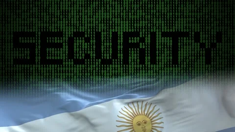 Argentina flag - Waving flag on matrix binary code background Stock Footage 321422103