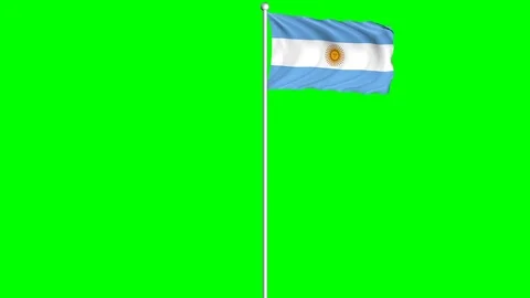 Argentina Flag Waving Fluttering on Wind Loopable Green Blue Screen Matte Stock Footage 77583205