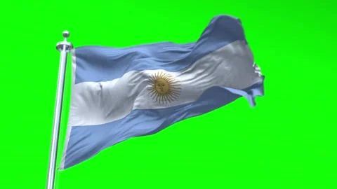Argentina Flag Waving in Loopable and Textured green screen background Stock Footage 296876425