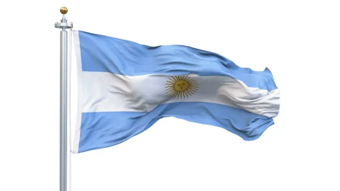 Argentina flag waving looping with transparent background. Video stock 308722192