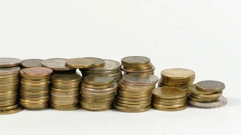 Argentina flag waving with stack of money coins Stock Footage 71131866