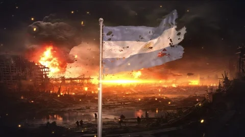 Argentina flag waving in war is torn Video stock 330735477