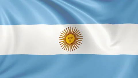 Argentina flag waving in the wind with high quality texture in 4K Stock Footage 130365464