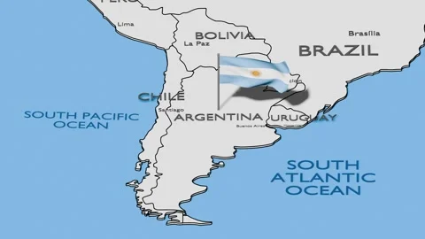 Argentina Flag Waving with The World Map – National Flag and Global Geography Video stock 346665355