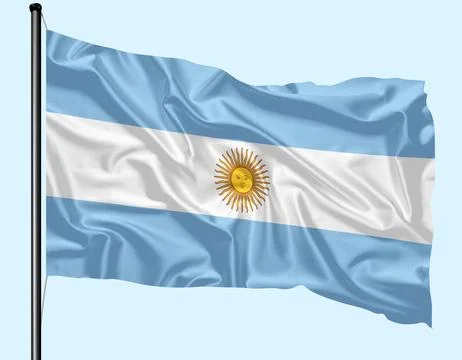 Argentina Flag Wind Waving With Pole Stock Illustration