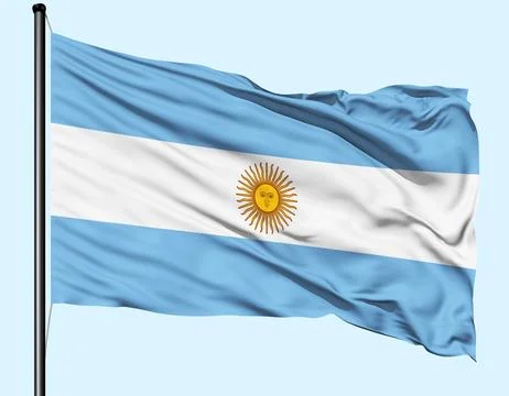 Argentina Flag Wind Waving With Pole Stock Illustration