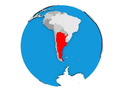 Argentina on globe isolated Stock Illustration