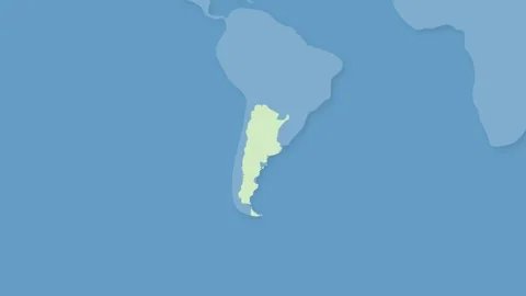 Argentina Highlighted on World Map, South America Country Location Illustration Stock Footage 340557456