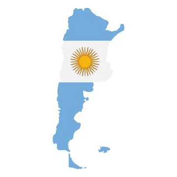 Argentina icon. Stylized map silhouette filled with national flag featuring.. Stockillustratie