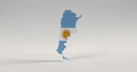 Argentina Map and Flag in a 3D animation Stock Footage 251597345