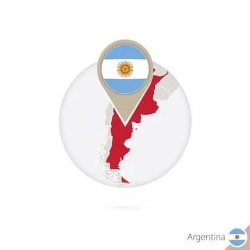 Argentina map and flag in circle. Map of Argentina, Argentina flag pin. Map.. Stock Illustration