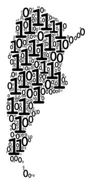 Argentina Map Collage of Binary Digits Stock Illustration