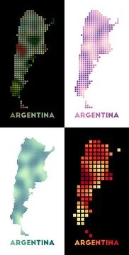 Argentina map. Collection of map of Argentina in dotted style. Borders of t.. Stock Illustration