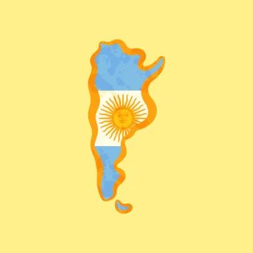 Argentina - Map colored with Argentine flag Stock Illustration