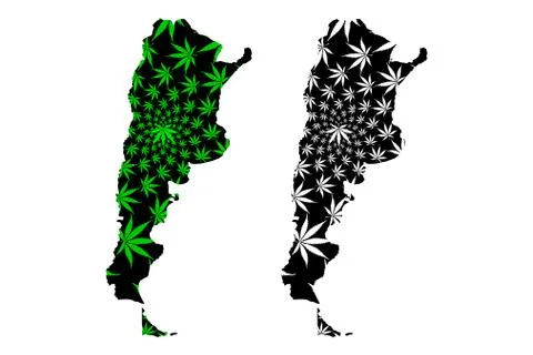 Argentina - map is designed cannabis leaf Stock Illustration