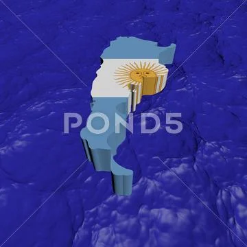 Argentina map flag in abstract ocean illustration Stock Illustration