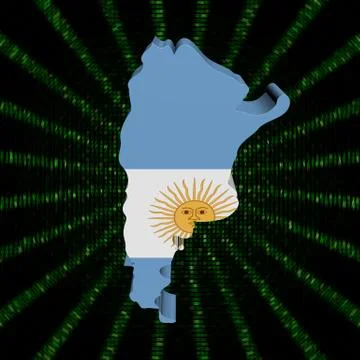 Argentina map flag on green hex code burst illustration Illustrazione stock