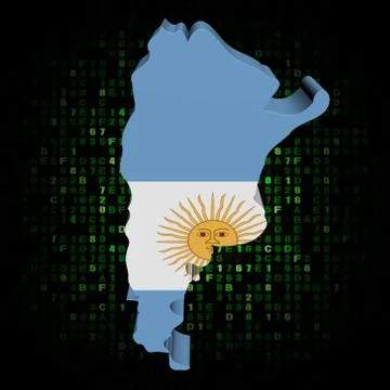 Argentina map flag on hex code illustration Illustrazione stock