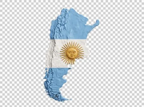 Argentina map flag made of clay with detailed texture for design. Stock Illustration