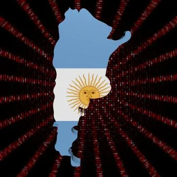 Argentina map flag on red hex code burst illustration 库存插图