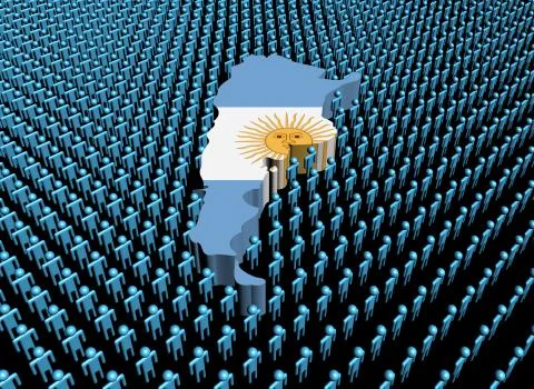 Argentina map flag surrounded by many abstract people illustration Stock Illustration