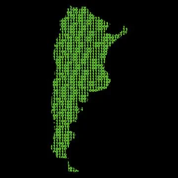 Argentina map with green binary code illustration イラスト素材