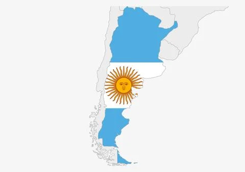 Argentina map highlighted in Argentina flag colors Stockillustratie