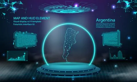 Argentina map light connecting effect background. abstract digital technolo.. Stock Illustration