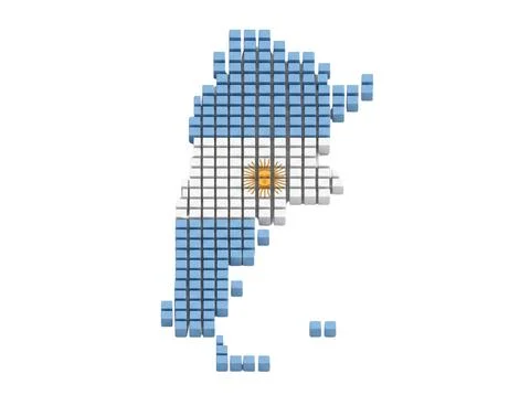 Argentina map made of light blue white cubes for travel theme. Stock Illustration