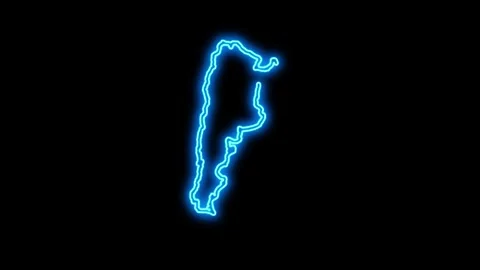Argentina Map Outline Neon Lights Stock Footage 332835787