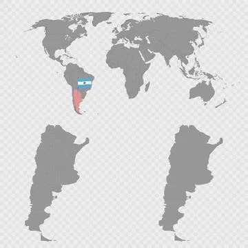 Argentina Map Set with World Location. Stock Illustration