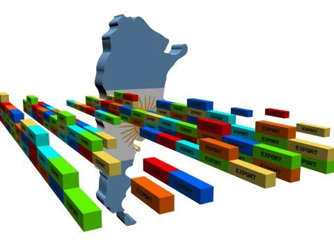 Argentina map with stacks of export containers illustration Illustrazione stock