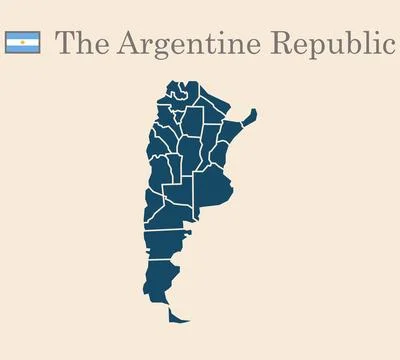 Argentina map. Vector Argentina map with flag isolated on beige background. Stock Illustration
