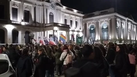 Argentina: Massive Night Protest in Tandil as Ni Una Menos Movement Retur... Stock Footage 336316883