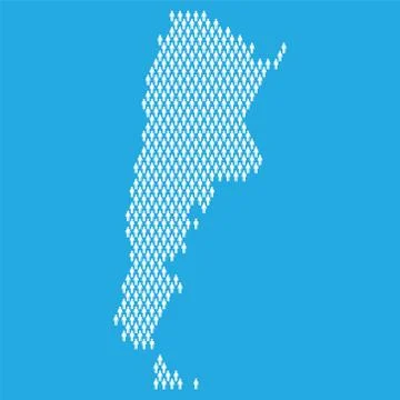Argentina population. Statistic map made from stick figure people Stock Illustration
