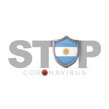 Argentina protective shield. Stop coronavius concept. 3D Render Stock Illustration