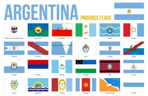 Argentina Province Flags Collection Vector Illustration on White Background Stock Illustration