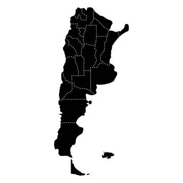 Argentina regional borders map. Black silhouette of Argentina with visible .. Stockillustratie