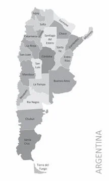 Argentina regions map Stock Illustration